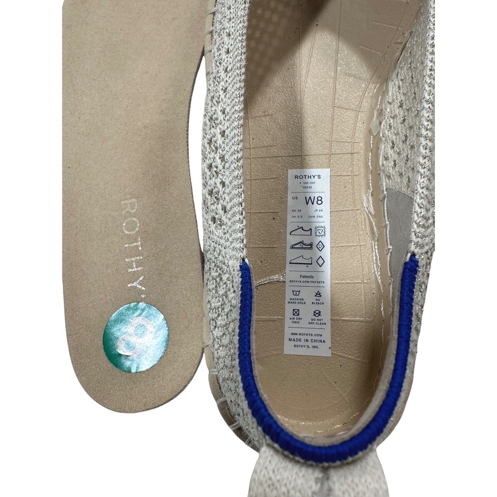 ROTHYS The Ballet Flat Espadrille Knit Diamond Metallic Ivory‎ Shoes Size 8 - Picture 4 of 4